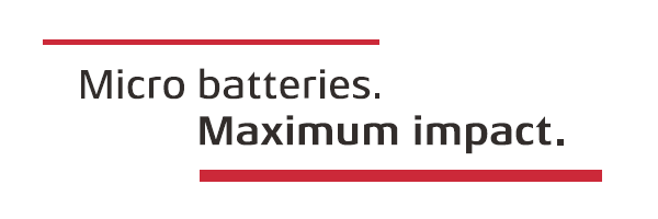 maxell Corporate Byline　Micro batteries. Maximum impact.