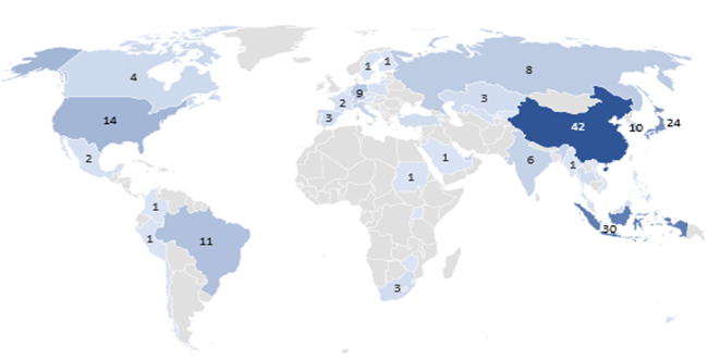 Country of origin map 原産国マップ 製錬所数 smelter
